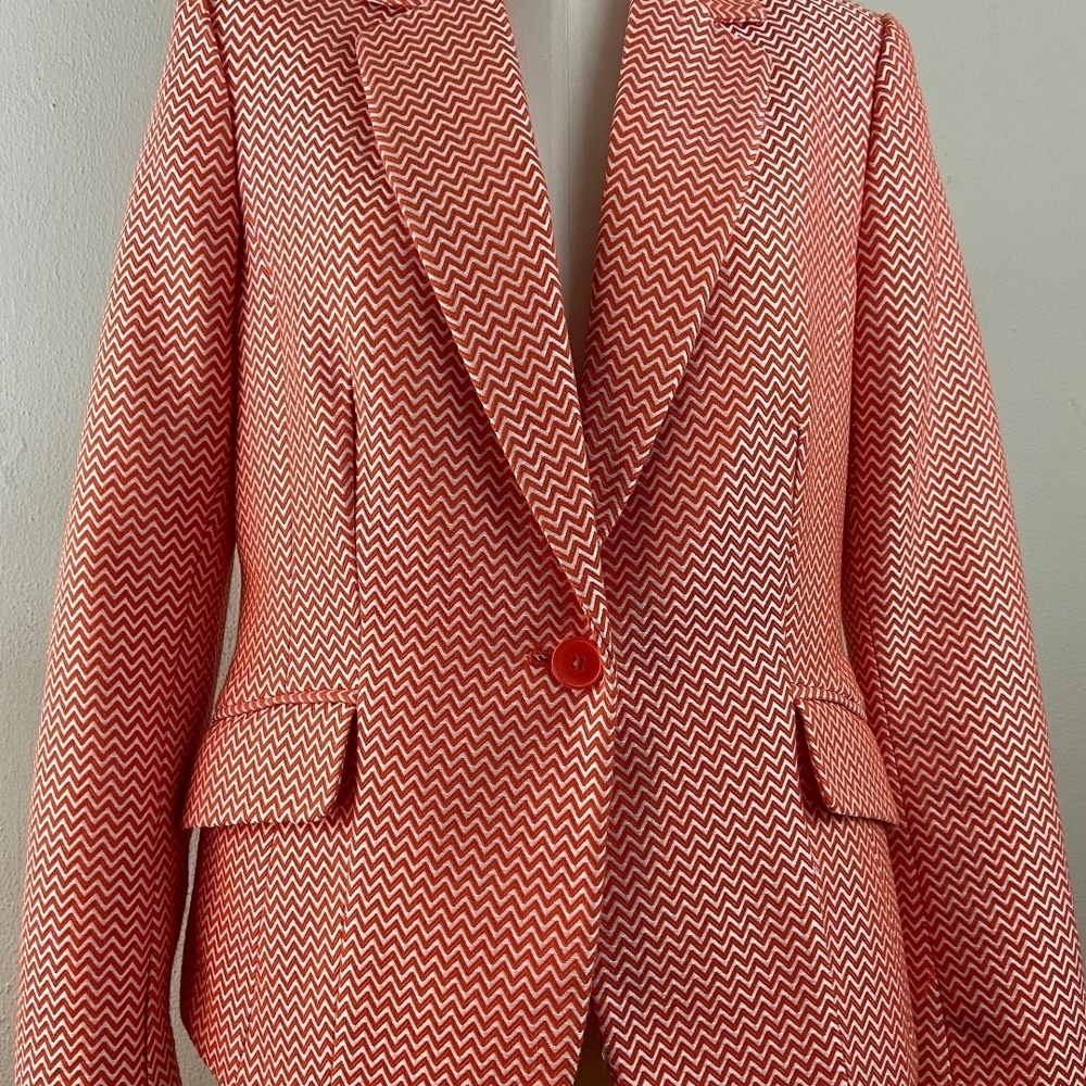 Liz Claiborne Red and White Zigzag Blazer